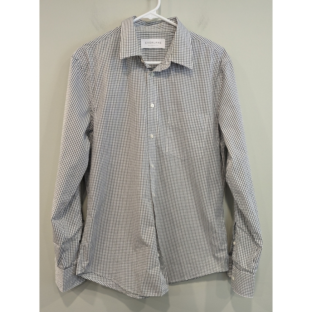 Everlane Black White Windowpane Long Sleeve Button Down Shirt Size Medium